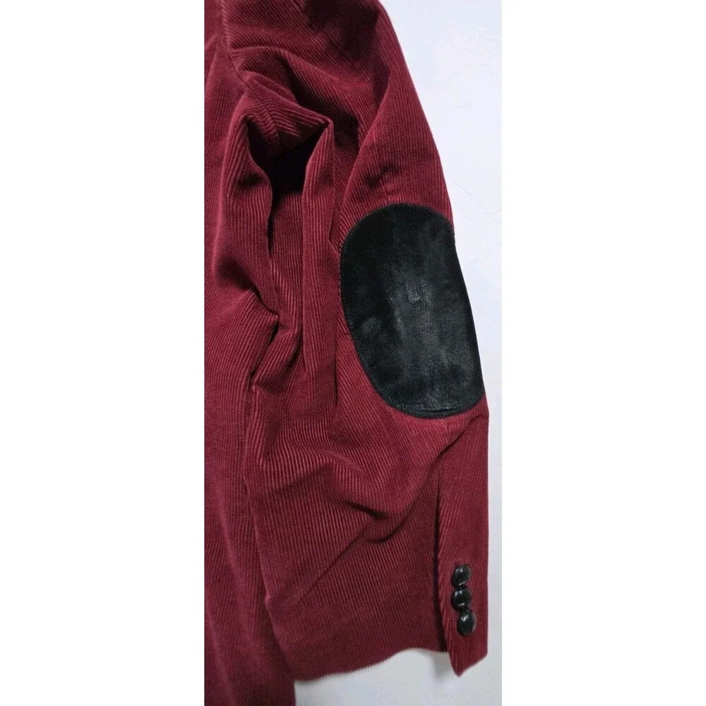 Sheplers Men 54L Western Corduroy Blazer Jacket Red Maroon Yoke Elbow Patch Tall